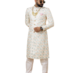 Regal Ivory Abstract Thread Embroidered Sherwani for Men | Father-Son Combo | Perfect Groom Wear | Jaipurio